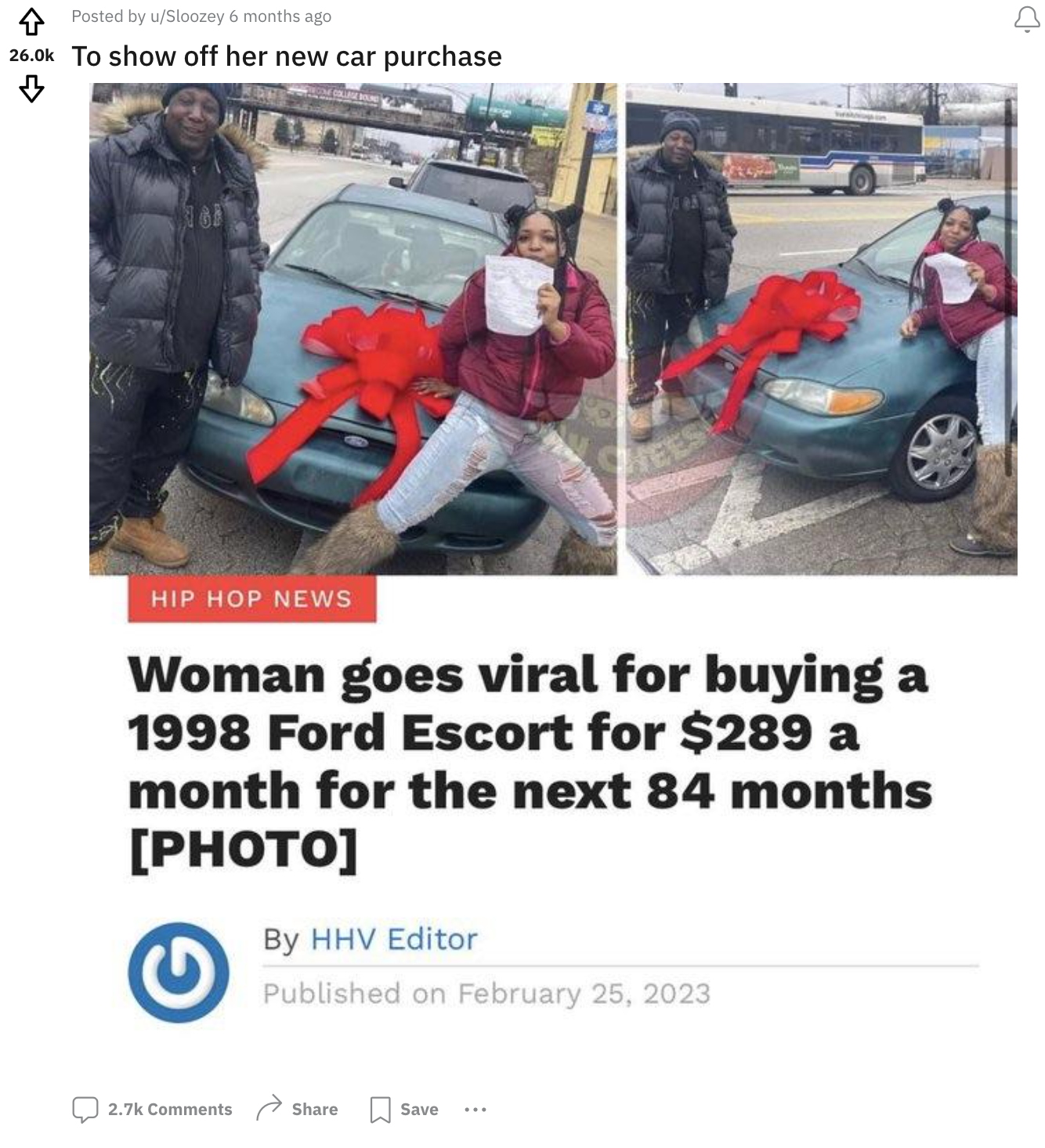 there was an attempt to show off her new car purchase